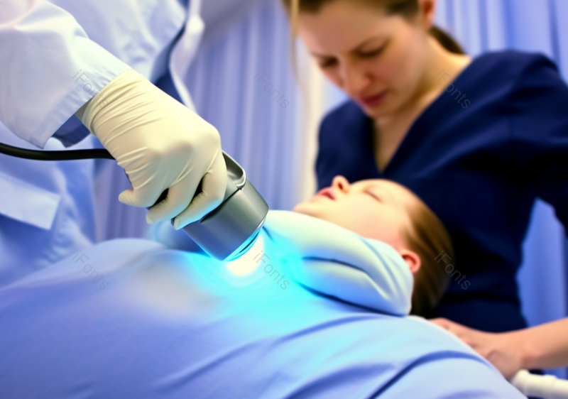 医生在诊所对孕妇进行超声检查,高清,摄影图,摄影图片,图片大全,摄影图免费下载